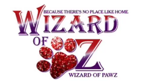 Wizard of Pawz logo with a glittering ruby paw print